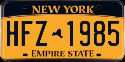 NY license plate HFZ1985