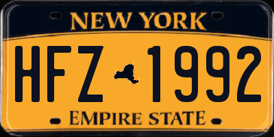 NY license plate HFZ1992