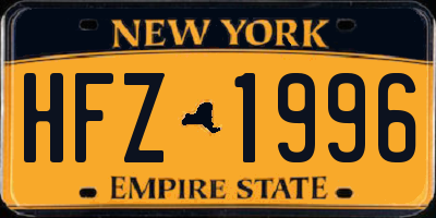 NY license plate HFZ1996
