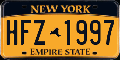 NY license plate HFZ1997