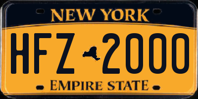 NY license plate HFZ2000