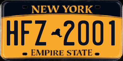 NY license plate HFZ2001