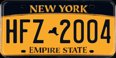 NY license plate HFZ2004