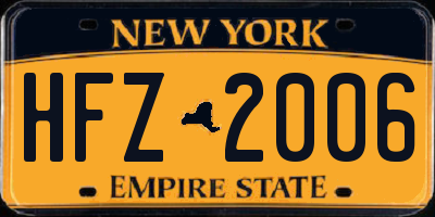 NY license plate HFZ2006