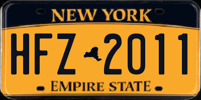 NY license plate HFZ2011