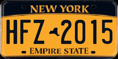 NY license plate HFZ2015