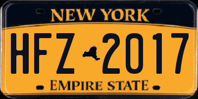 NY license plate HFZ2017