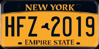 NY license plate HFZ2019