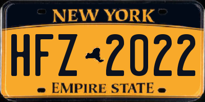 NY license plate HFZ2022