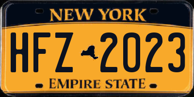 NY license plate HFZ2023