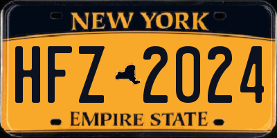 NY license plate HFZ2024