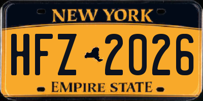 NY license plate HFZ2026