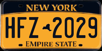 NY license plate HFZ2029