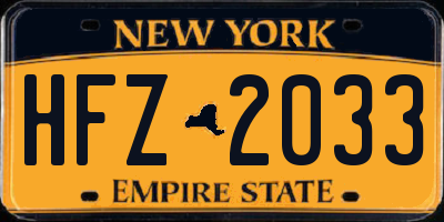 NY license plate HFZ2033