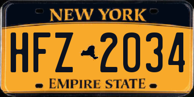 NY license plate HFZ2034