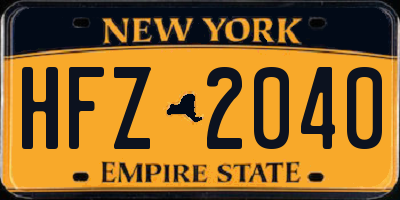 NY license plate HFZ2040