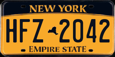 NY license plate HFZ2042