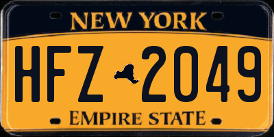 NY license plate HFZ2049