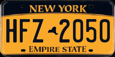 NY license plate HFZ2050