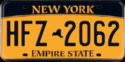 NY license plate HFZ2062