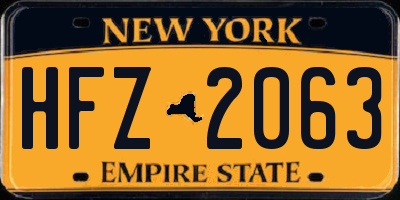 NY license plate HFZ2063