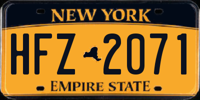 NY license plate HFZ2071