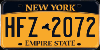 NY license plate HFZ2072