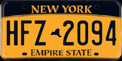 NY license plate HFZ2094