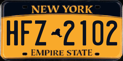 NY license plate HFZ2102