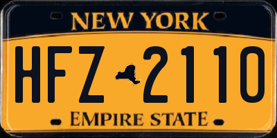NY license plate HFZ2110