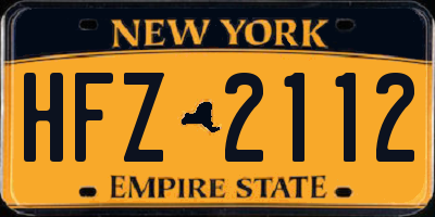 NY license plate HFZ2112
