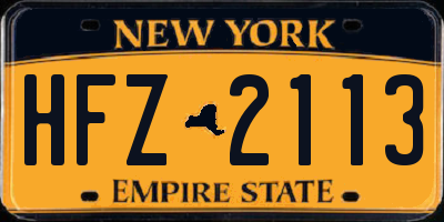 NY license plate HFZ2113