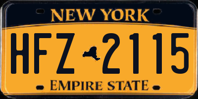 NY license plate HFZ2115