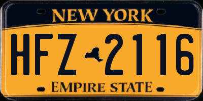 NY license plate HFZ2116