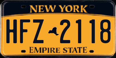NY license plate HFZ2118