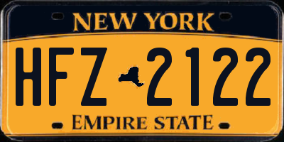 NY license plate HFZ2122