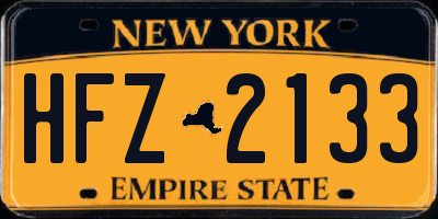 NY license plate HFZ2133