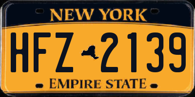 NY license plate HFZ2139