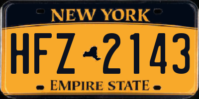 NY license plate HFZ2143