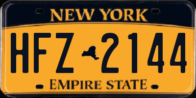 NY license plate HFZ2144