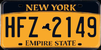 NY license plate HFZ2149