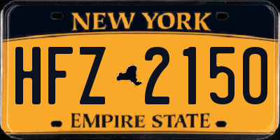 NY license plate HFZ2150