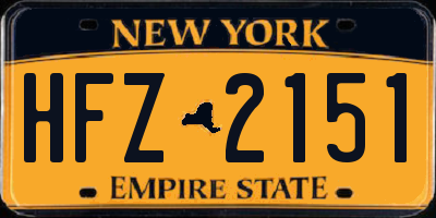 NY license plate HFZ2151