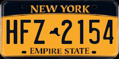 NY license plate HFZ2154