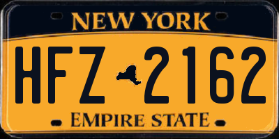 NY license plate HFZ2162