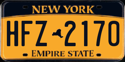 NY license plate HFZ2170