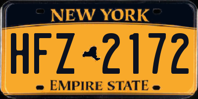 NY license plate HFZ2172
