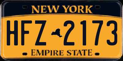 NY license plate HFZ2173