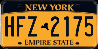 NY license plate HFZ2175