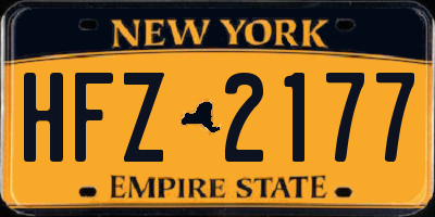 NY license plate HFZ2177